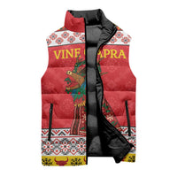Personalized Romania Christmas Sleeveless Puffer Jacket Romanian Carpet The Goat Dance - Wonder Print Shop