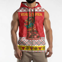 Personalized Romania Christmas Sleeveless Zip Hoodie Romanian Carpet The Goat Dance - Wonder Print Shop