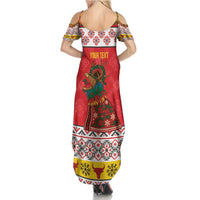 Personalized Romania Christmas Summer Maxi Dress Romanian Carpet The Goat Dance - Wonder Print Shop