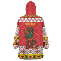 Personalized Romania Christmas Wearable Blanket Hoodie Romanian Carpet The Goat Dance - Wonder Print Shop