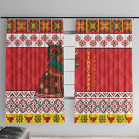 Personalized Romania Christmas Window Curtain Romanian Carpet The Goat Dance - Wonder Print Shop