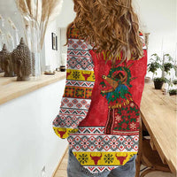 Personalized Romania Christmas Women Casual Shirt Romanian Carpet The Goat Dance - Wonder Print Shop