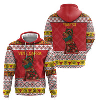 Personalized Romania Christmas Zip Hoodie Romanian Carpet The Goat Dance - Wonder Print Shop