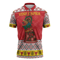 Personalized Romania Christmas Zipper Polo Shirt Romanian Carpet The Goat Dance - Wonder Print Shop