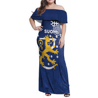 Finland Nordic Lion Family Matching Off Shoulder Maxi Dress and Hawaiian Shirt Pride Of Suomi - Wonder Print Shop