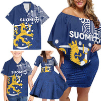 Finland Nordic Lion Family Matching Off Shoulder Short Dress and Hawaiian Shirt Pride Of Suomi - Wonder Print Shop