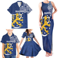 Finland Nordic Lion Family Matching Tank Maxi Dress and Hawaiian Shirt Pride Of Suomi - Wonder Print Shop