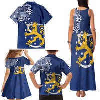 Finland Nordic Lion Family Matching Tank Maxi Dress and Hawaiian Shirt Pride Of Suomi - Wonder Print Shop
