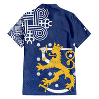 Finland Nordic Lion Family Matching Tank Maxi Dress and Hawaiian Shirt Pride Of Suomi - Wonder Print Shop