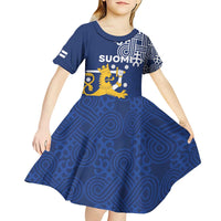 Finland Nordic Lion Kid Short Sleeve Dress Pride Of Suomi - Wonder Print Shop