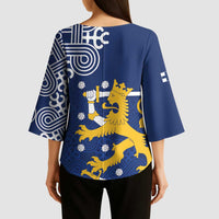 Finland Nordic Lion Kimono Sleeve Blouse Pride Of Suomi - Wonder Print Shop