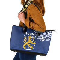 Finland Nordic Lion Leather Tote Bag Pride Of Suomi - Wonder Print Shop