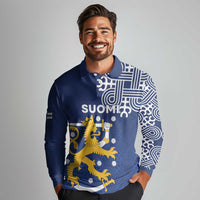 Finland Nordic Lion Long Sleeve Polo Shirt Pride Of Suomi - Wonder Print Shop