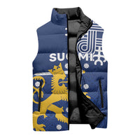 Finland Nordic Lion Sleeveless Puffer Jacket Pride Of Suomi - Wonder Print Shop
