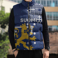 Finland Nordic Lion Sleeveless Puffer Jacket Pride Of Suomi - Wonder Print Shop