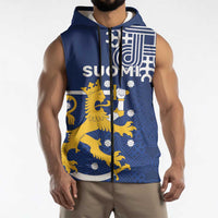 Finland Nordic Lion Sleeveless Zip Hoodie Pride Of Suomi - Wonder Print Shop