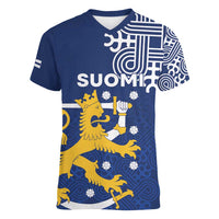 Finland Nordic Lion Women V-Neck T-Shirt Pride Of Suomi - Wonder Print Shop