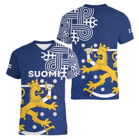 Finland Nordic Lion Women V-Neck T-Shirt Pride Of Suomi - Wonder Print Shop