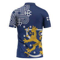 Finland Nordic Lion Zipper Polo Shirt Pride Of Suomi - Wonder Print Shop