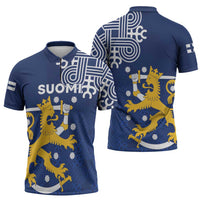 Finland Nordic Lion Zipper Polo Shirt Pride Of Suomi - Wonder Print Shop