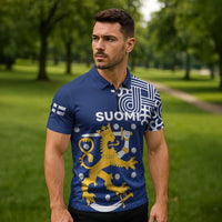 Finland Nordic Lion Zipper Polo Shirt Pride Of Suomi - Wonder Print Shop