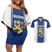 Personalized Finland Suomi Lion Couples Matching Off Shoulder Short Dress and Hawaiian Shirt Pride Of The North - Wonder Print Shop