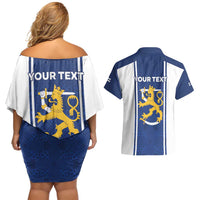 Personalized Finland Suomi Lion Couples Matching Off Shoulder Short Dress and Hawaiian Shirt Pride Of The North - Wonder Print Shop