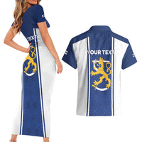 Personalized Finland Suomi Lion Couples Matching Short Sleeve Bodycon Dress and Hawaiian Shirt Pride Of The North - Wonder Print Shop