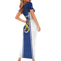 Personalized Finland Suomi Lion Family Matching Short Sleeve Bodycon Dress and Hawaiian Shirt Pride Of The North - Wonder Print Shop