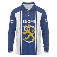 Personalized Finland Suomi Lion Long Sleeve Polo Shirt Pride Of The North - Wonder Print Shop