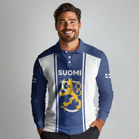 Personalized Finland Suomi Lion Long Sleeve Polo Shirt Pride Of The North - Wonder Print Shop