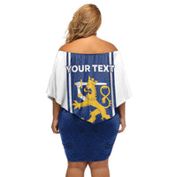 Personalized Finland Suomi Lion Off Shoulder Short Dress Pride Of The North - Wonder Print Shop