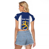 Personalized Finland Suomi Lion Raglan Cropped T Shirt Pride Of The North - Wonder Print Shop