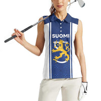 Personalized Finland Suomi Lion Women Sleeveless Polo Shirt Pride Of The North - Wonder Print Shop