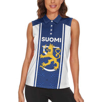 Personalized Finland Suomi Lion Women Sleeveless Polo Shirt Pride Of The North - Wonder Print Shop