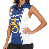 Personalized Finland Suomi Lion Women Sleeveless Polo Shirt Pride Of The North - Wonder Print Shop