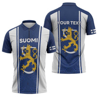 Personalized Finland Suomi Lion Zipper Polo Shirt Pride Of The North - Wonder Print Shop