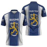 Personalized Finland Suomi Lion Zipper Polo Shirt Pride Of The North - Wonder Print Shop