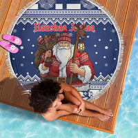 Funny Finland Christmas Beach Blanket Hauskaa Joulua Joulupukki - Wonder Print Shop