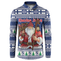 Funny Finland Christmas Button Sweatshirt Hauskaa Joulua Joulupukki - Wonder Print Shop