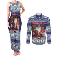 Funny Finland Christmas Couples Matching Tank Maxi Dress and Long Sleeve Button Shirt Hauskaa Joulua Joulupukki - Wonder Print Shop