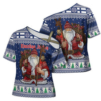 Funny Finland Christmas Cross Shoulder Shirt Hauskaa Joulua Joulupukki - Wonder Print Shop