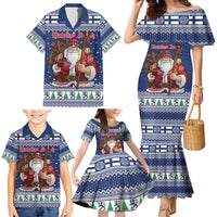 Funny Finland Christmas Family Matching Mermaid Dress and Hawaiian Shirt Hauskaa Joulua Joulupukki - Wonder Print Shop