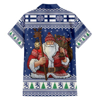 Funny Finland Christmas Family Matching Off The Shoulder Long Sleeve Dress and Hawaiian Shirt Hauskaa Joulua Joulupukki - Wonder Print Shop