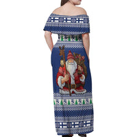 Funny Finland Christmas Family Matching Off Shoulder Maxi Dress and Hawaiian Shirt Hauskaa Joulua Joulupukki - Wonder Print Shop