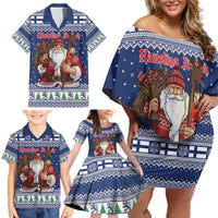 Funny Finland Christmas Family Matching Off Shoulder Short Dress and Hawaiian Shirt Hauskaa Joulua Joulupukki - Wonder Print Shop