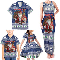 Funny Finland Christmas Family Matching Tank Maxi Dress and Hawaiian Shirt Hauskaa Joulua Joulupukki - Wonder Print Shop
