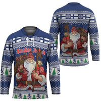 Funny Finland Christmas Hockey Jersey Hauskaa Joulua Joulupukki - Wonder Print Shop