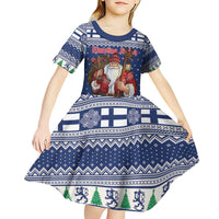Funny Finland Christmas Kid Short Sleeve Dress Hauskaa Joulua Joulupukki - Wonder Print Shop