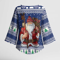 Funny Finland Christmas Kimono Sleeve Blouse Hauskaa Joulua Joulupukki - Wonder Print Shop